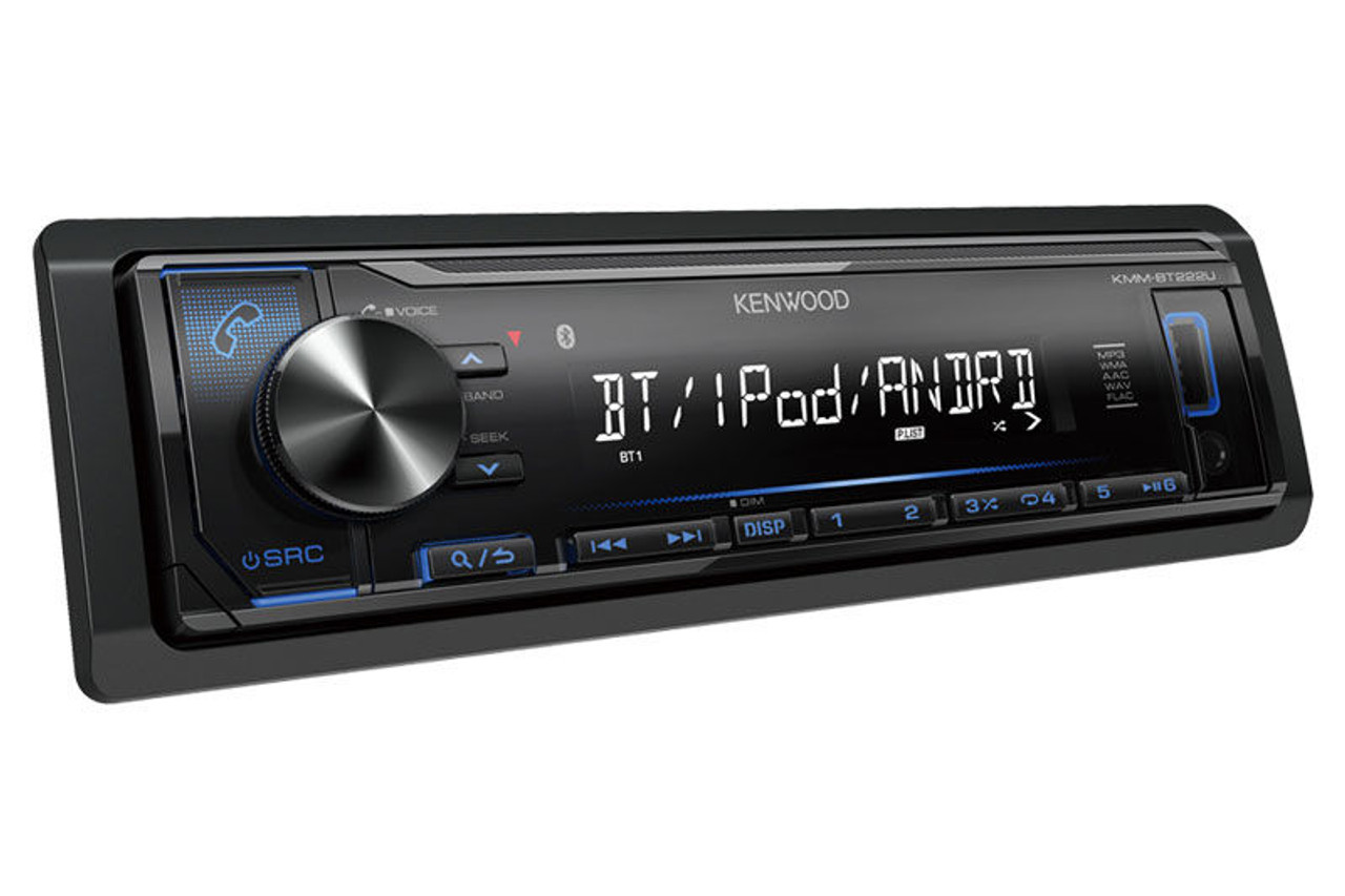 Kenwood KMM-BT222U Single DIN Bluetooth In-Dash Digital Media Car Stereo Receiver w/ Pandora and Spotify Control