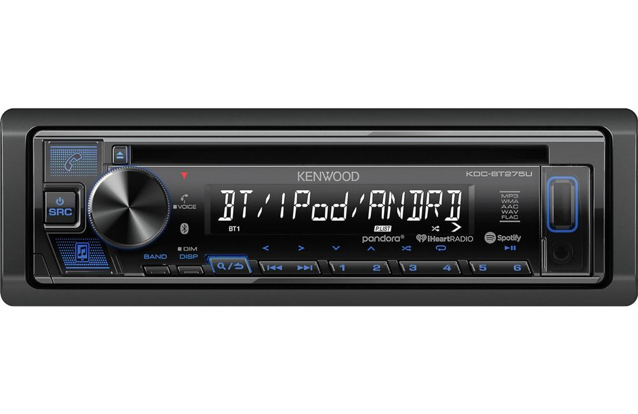 Kenwood KDC-BT275U Single DIN Bluetooth In-Dash CD/AM/FM Car Stereo Receiver w/ Pandora, Spotify Control