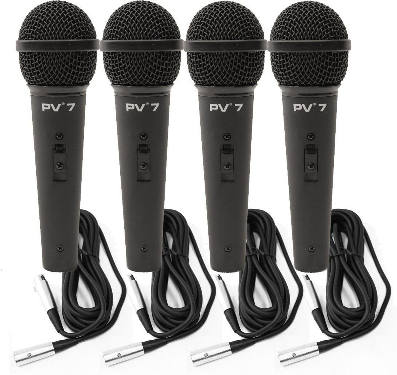 4 Peavey PV 7 ND Magnet Dynamic Microphone w/ XLR Cables 1