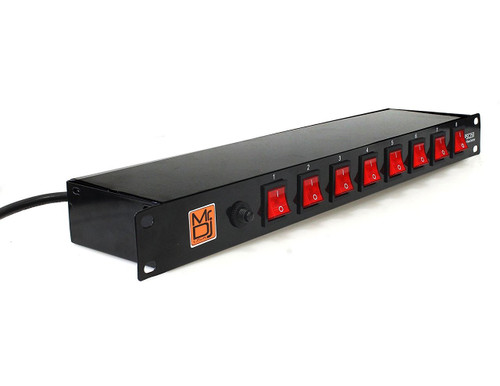Mr. Dj PSC250 8-Channel Power Strip and Lighted Red Toggles On/Off Power Panel