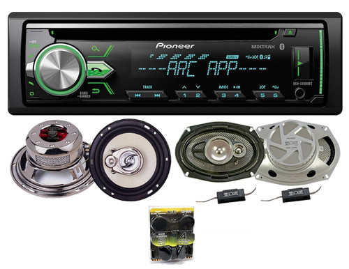 Pioneer DEH-X4900BT Vehicle CD Digital Music Player Receivers, Black With Absolute HQ653 6.5 Speakers, PRO6993 6x9 Speakers And Free TW600 Tweeter