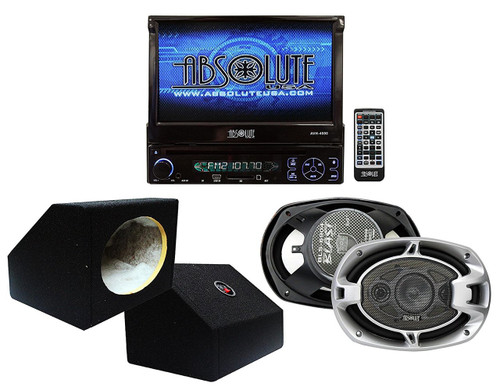 Absolute USA AVH4000PKG 7-Inch In-Dash TFT-LCD Monitor DVD Receiver and Speaker Combo Pack with Two 6 x 9 Inches Enclosure Boxes