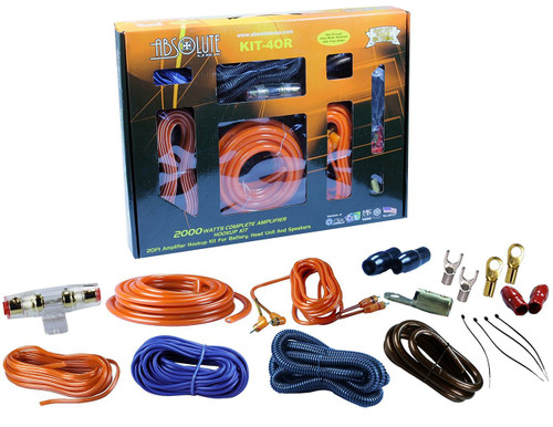 Absolute USA KIT-4OR 2000 Watts Complete Amplifier Hookup Kit (Orange Color)