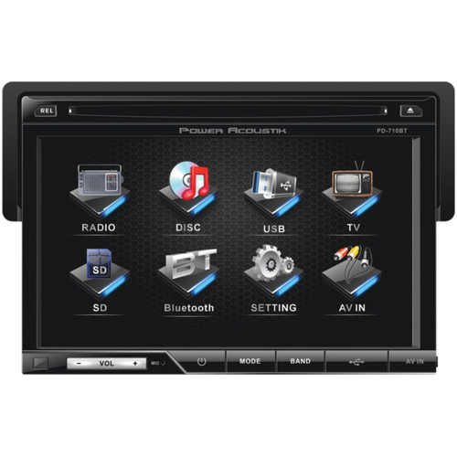 Power Acoustik PD-710B Single-DIN Multimedia Source with Detachable 7-Inch Oversize LCD Touchscreen including Bluetooth 2.0