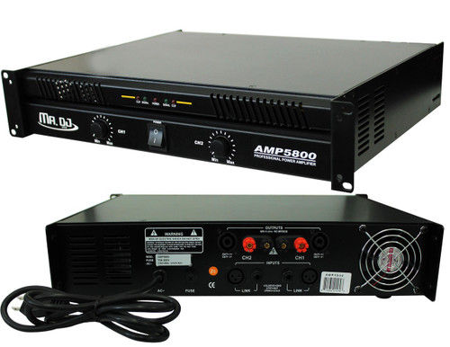 MR DJ AMP5800 PRO Series Power Dj Amplifier with 2 Channels and 5800 Watts Peak Momentary Power Output