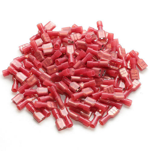 Absolute 100pcs Red Nylon Female Quick Disconnect Insulated 22-18 Gauge .187