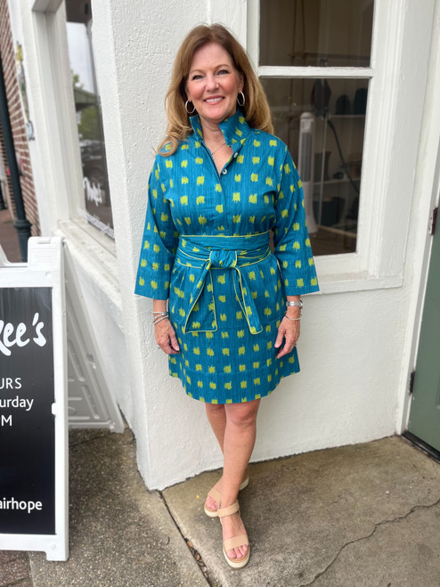 ARDEN DRESS, DOTTED GRASSCLOTH