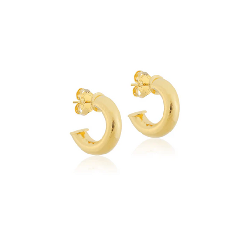 PETITE SALERNO HOOPS, BRUSHED 18K GOLD PLATED PETITE SALERNO HOOPS, BRUSHED 18K GOLD PLATED
