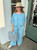 LINEN WIDE LEG PANTS, BLUE ZUCCERO