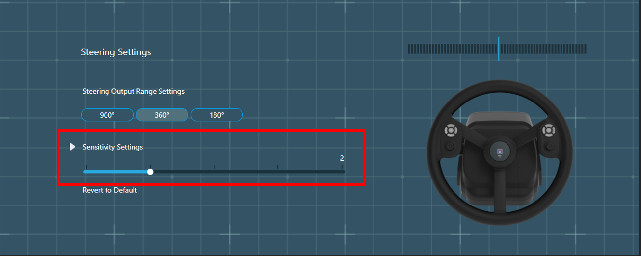 Screenshot of sensitivity settings in App