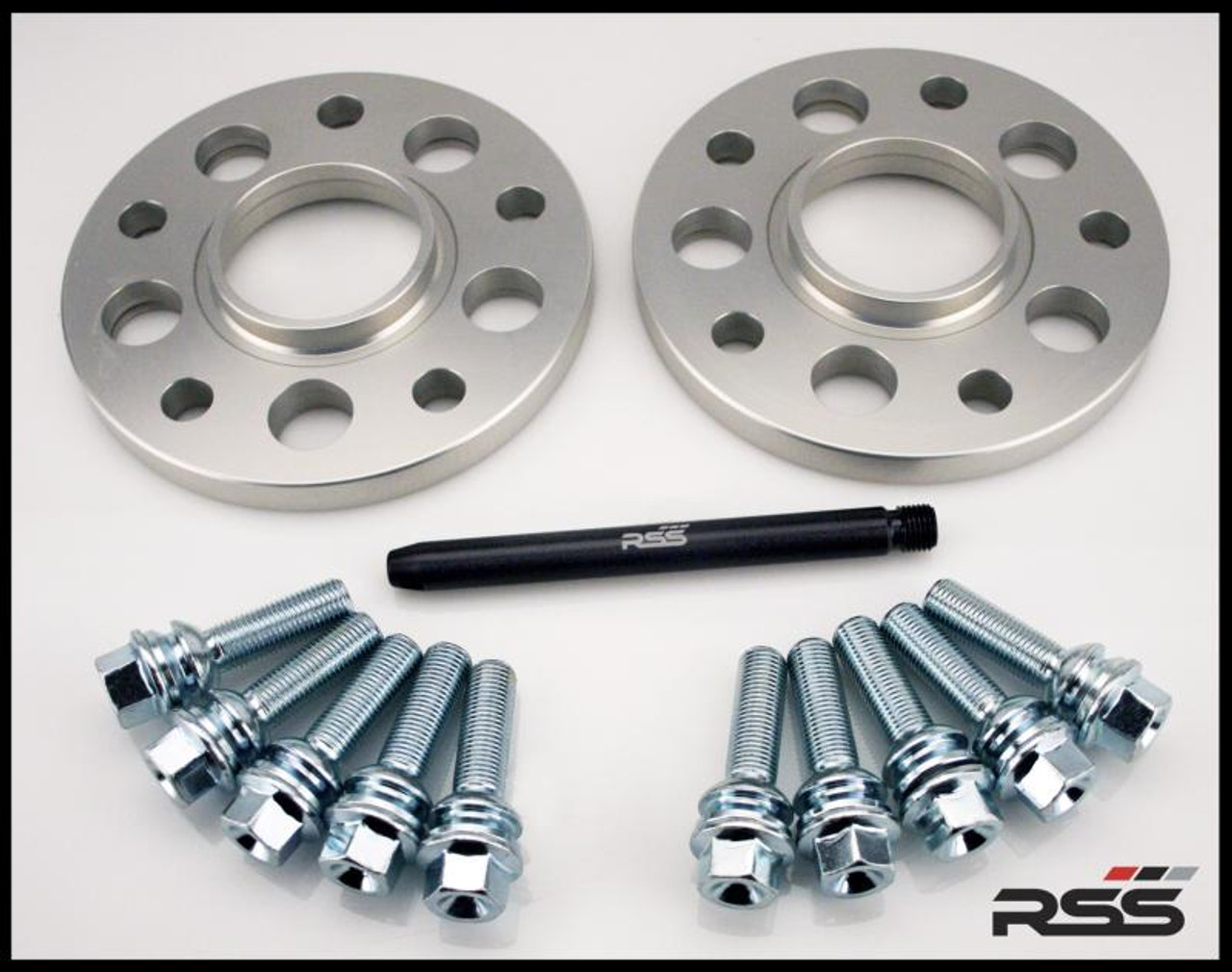 • All RSS Wheel Spacer Kits Come In Pairs, Include Locating Pin & Longer Wheel Bolts Where Applicable

• Fitments for Most Late Model Porsche Vehicles Including the Newest 981 & 991

• Available in 5mm, 7mm, 15mm & 18mm Sizes

• Hubcentric Design Where Applicable

• Most Kits Available in Silver or Black with Matching Silver or Black Wheel Bolts

• NEW for 2013 – Combination Finish: Silver Spacers with Black Wheel Bolts (Currently Available In Most Popular Sizes 7mm & 15mm Only)

• Made at RSS in the USA with Premium Grade Materials

• Satisfaction & Fitment Guaranteed