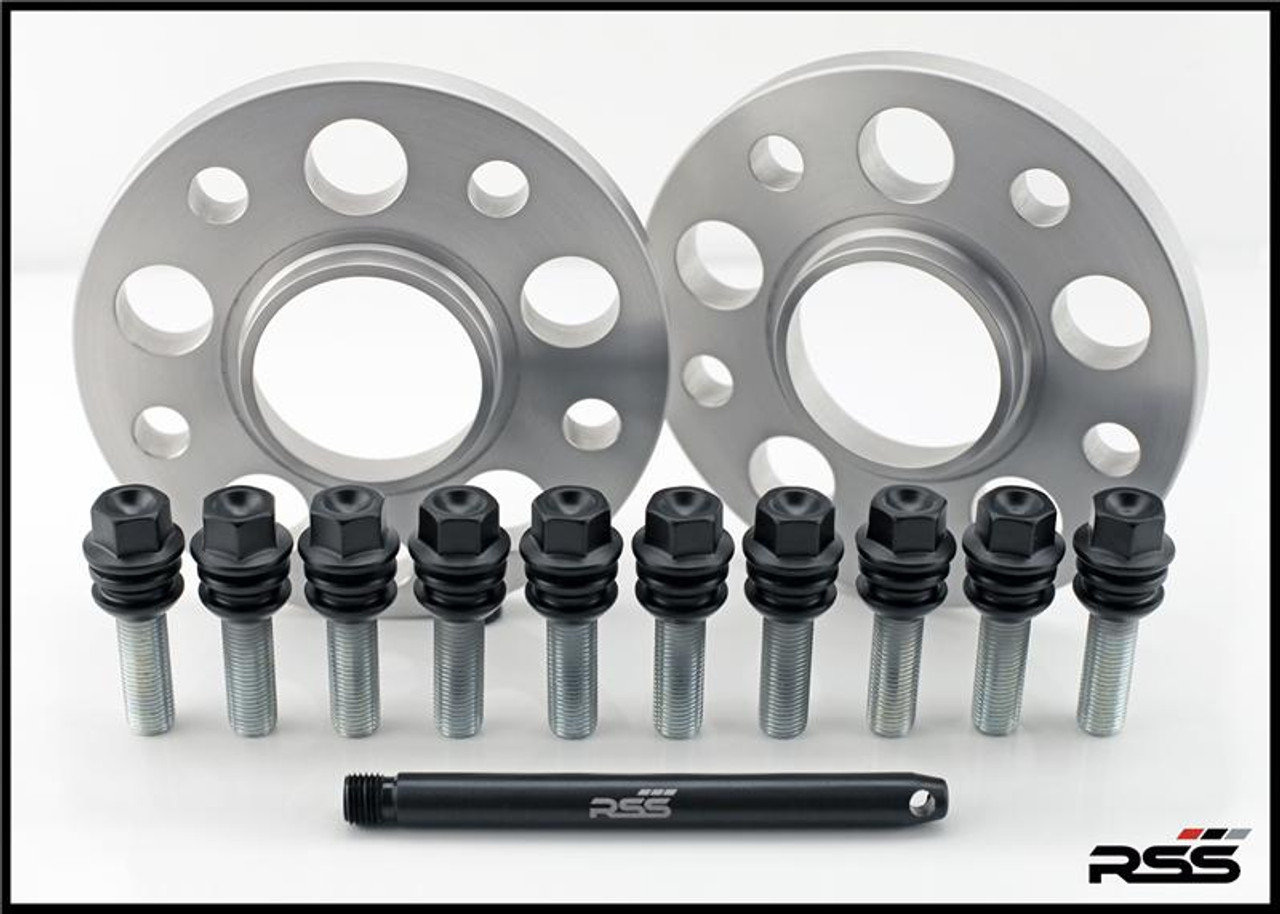 Porsche 15MM SPACERS, SET OF 2 • Perfect for the New 991 981 982 Split Finish Wheel Packages • Kit Includes Silver Spacers and All New Black Wheel Bolts at the Appropriate Longer Length and Locating Pin

• All RSS Wheel Spacer Kits Come In Pairs, Include Locating Pin & Longer Wheel Bolts Where Applicable

• Fitments for Most Late Model Porsche Vehicles Including the Newest 981 & 991

• Available in 5mm, 7mm, 15mm & 18mm Sizes

• Hubcentric Design Where Applicable

• Most Kits Available in Silver or Black with Matching Silver or Black Wheel Bolts

• NEW for 2013 – Combination Finish: Silver Spacers with Black Wheel Bolts (Currently Available In Most Popular Sizes 7mm & 15mm Only)

• Made at RSS in the USA with Premium Grade Materials

• Satisfaction & Fitment Guaranteed