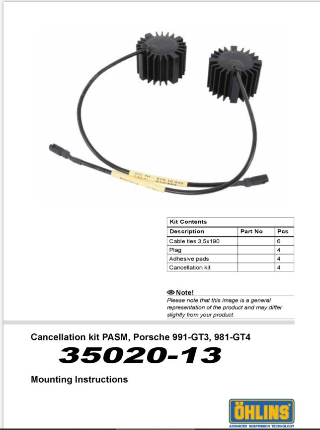 Ohlins PASM Cancellation Kit: 991 GT3/RS, 981 GT4/RS
