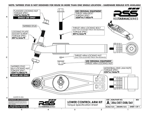 RSS Part # 3-256 Inner Spherical Bearing (Mono-ball) End Kit: Set of 2. Fits 991 GT3 OE Front Control Arms, 981 GT4 Front and Rear Control Arms, Fits 986, 987, 996, 997 with GT3/RS OE Front or Rear Split Control Arms, Fits any RSS Tarmac Series Lower Control Arm or replaces any OE Porsche Split Arm Inner Bushing. Provides a Bolt On Mono-Ball Performance Solution replacing rubber mounted OE inner mono-balls. RSS Longer studs allow for more negative camber adjustment / gain vs. OE inner bushing. For camber shim kits see RSS Part # 308. 