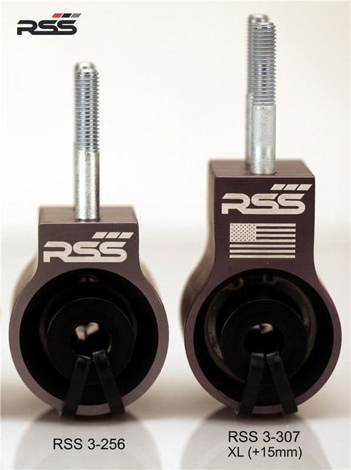 RSS Part # 3-307 XL (+15mm in length) Inner Spherical Bearing (Mono-ball) End Kit: Set of 2. Fits 991 GT3 OE Front Control Arms, 981 GT4 Front and Rear Control Arms, Fits 986, 987, 996, 997 with GT3/RS OE Front or Rear Split Control Arms, Fits any RSS Tarmac Series Lower Control Arm or replaces any OE Porsche Split Arm Inner Bushing. Provides a Bolt On Mono-Ball Performance Solution replacing rubber mounted OE inner mono-balls. The Extra Long Monoball Housing Design (+15mm) allows for more negative camber adjustment / gain vs. standard aftermarket or OE inner bushings. The XL Design allows for proper stud engagement between inner and outer control arm with when running aggressive negative camber settings. For camber shim kits see RSS Part # 308. RSS Part # 3-307 XL (+15mm in length) Inner Spherical Bearing (Mono-ball) End Kit: Set of 2. Fits 991 GT3 OE Front Control Arms, 981 GT4 Front and Rear Control Arms, Fits 986, 987, 996, 997 with GT3/RS OE Front or Rear Split Control Arms, Fits any RSS Tarmac Series Lower Control Arm or replaces any OE Porsche Split Arm Inner Bushing. Provides a Bolt On Mono-Ball Performance Solution replacing rubber mounted OE inner mono-balls. The Extra Long Monoball Housing Design (+15mm) allows for more negative camber adjustment / gain vs. standard aftermarket or OE inner bushings. The XL Design allows for proper stud engagement between inner and outer control arm with when running aggressive negative camber settings. For camber shim kits see RSS Part # 308.