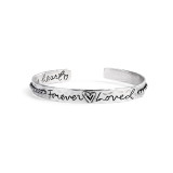 silver bangle bracelet with sentiment etched into inside and outside