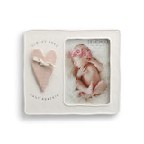 white ceramic fram with pink fabric heart attached and sentiment Always Keep Your Sparkle on left side