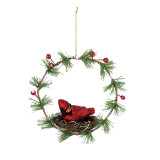 wreath ornament with bird and nest in middle