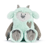 A mint green and gray plush"Here For You Growl Pal" with white polka dots and stripes.