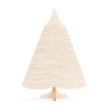 The front of a light washed wooden "Adjustable Tabletop Tree Display" with multiple tiers.