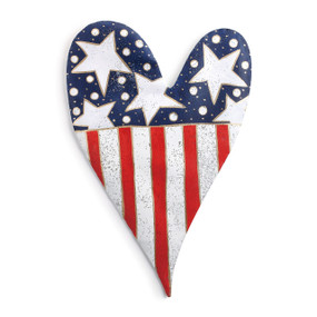 American flag print heart figurine