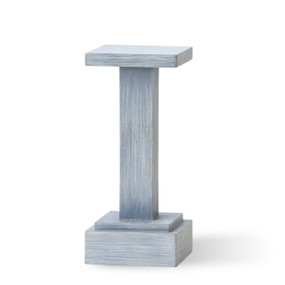 Square blue-gray tall wood pedestal with square base