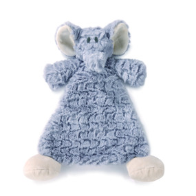 Blue blanket elephant with triangular body has white feet and ears.