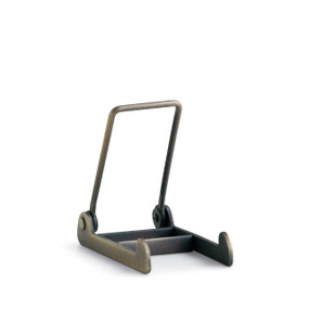 Folding metal stand with hinge to adjust angle