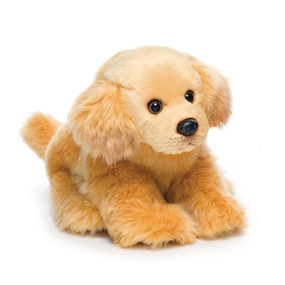 Front view of golden stuffed dog animal