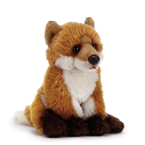 Brown stuffed fox animal sitting down