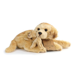 mother and baby stuffed light brown stuffed animal dogs