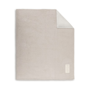 tan reversible knit and plush blanket