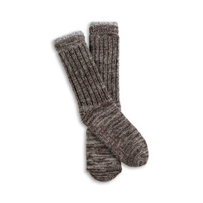 A pair of men's espresso colored slipper socks displayed on a white background.