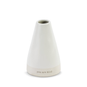 Small conical white vase with the words You are Kind at the base