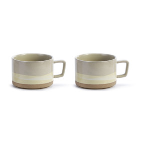 Set of 2 soup mugs with a prairie range theme
