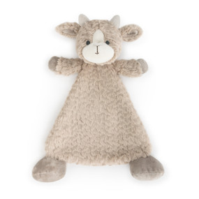 A soft, plush, beige "Goat Rattle Blankie".