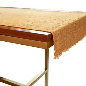 2 ft by 5 ft gauze fabric with gradation of color along length of mustard to sand to mustard, to use with Nativity display