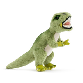 A roaring plush green T-Rex beanbag.