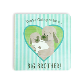 A baby board book designed for little boys titled "You're Going to be a Big Brother".