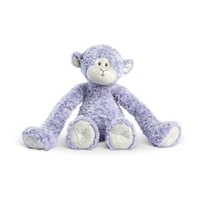 A purple plush monkey with a heather face and paws. The arms are long and weighted for hugging.