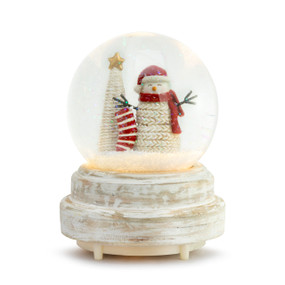 Textured Snowman Musical Snow Globe