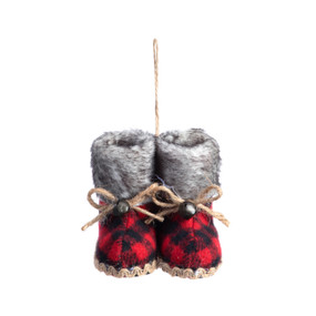 Red Plaid Snow Boots Ornament