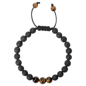 A men's adjustable bracelet made of lava beads.