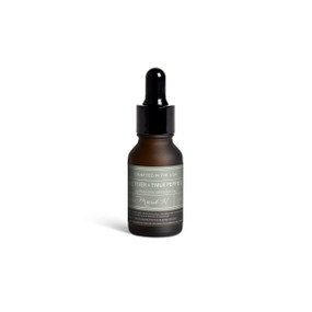 A small dark bottle of Vetiver + Timur Pepper diffuser oil with a black dropper lid.