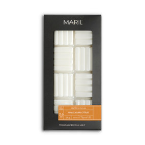 A set of Himalayan Citrus white wax melts in a dark gray packaging box.