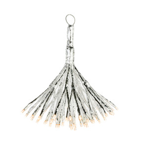 An adjustable silver star ornament with lights at the tips of each end, displayed with the branches folded down.