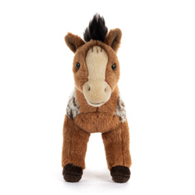 An adult plush appaloosa horse displayed standing.