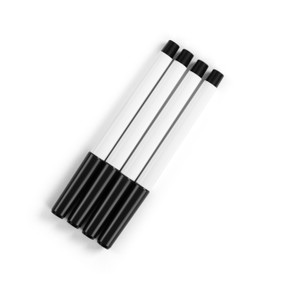 A set of four black dry erase markers.