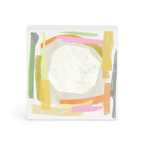 A small white box artwork of pastel lines and circles.