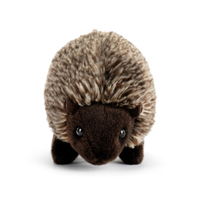 A light and dark brown plush porcupine.